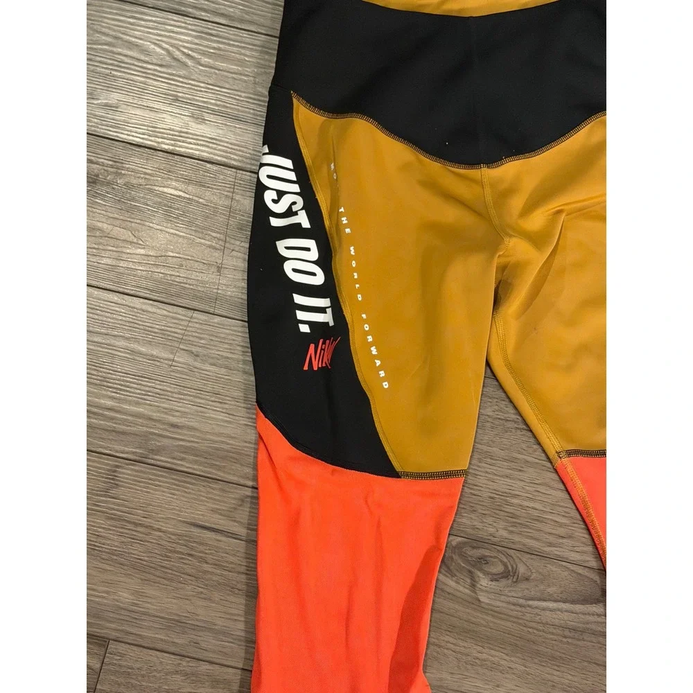 Nike Power Hyper Tight Fit Colorblock Leggings Wheat Black XL AQ0377-790